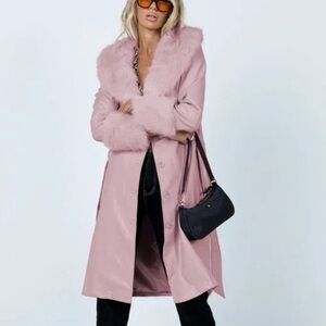 Pink Leather Faux Fur Penny Lane Coat
